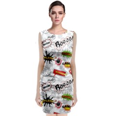 Pattern Seamless Texture Cartoon Sleeveless Velvet Midi Dress