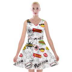 Pattern Seamless Texture Cartoon Velvet Skater Dress