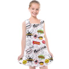 Pattern Seamless Texture Cartoon Kids  Cross Back Dress by Perong