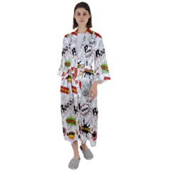 Pattern Seamless Texture Cartoon Maxi Satin Kimono by Perong