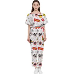 Pattern Seamless Texture Cartoon Batwing Lightweight Chiffon Jumpsuit by Perong