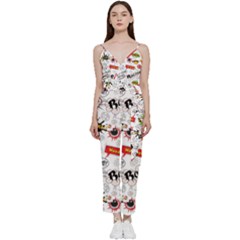 Pattern Seamless Texture Cartoon V-neck Camisole Jumpsuit by Perong