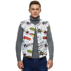 Pattern Seamless Texture Cartoon Men s Button Up Puffer Vest	