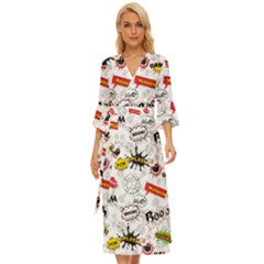 Pattern Seamless Texture Cartoon Midsummer Wrap Dress by Perong