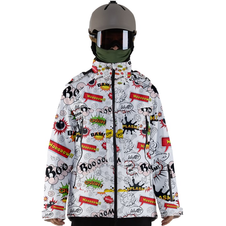 Pattern Seamless Texture Cartoon Men s Zip Ski and Snowboard Waterproof Breathable Jacket