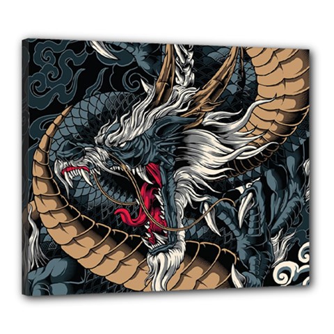 Dragon Snake Legend Japanese Mythology Canvas 24  X 20  (stretched) by Perong