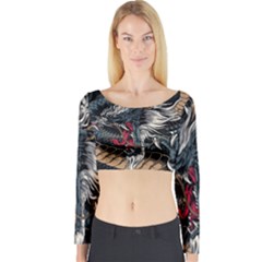 Dragon Snake Legend Japanese Mythology Long Sleeve Crop Top by Perong