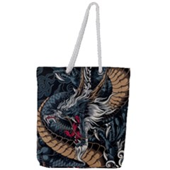 Dragon Snake Legend Japanese Mythology Full Print Rope Handle Tote (large) by Perong