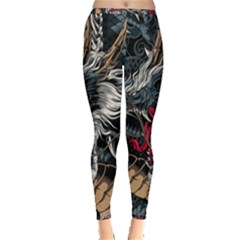 Dragon Snake Legend Japanese Mythology Inside Out Leggings by Perong