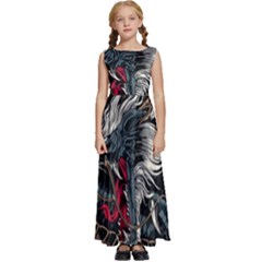 Dragon Snake Legend Japanese Mythology Kids  Satin Sleeveless Maxi Dress by Perong