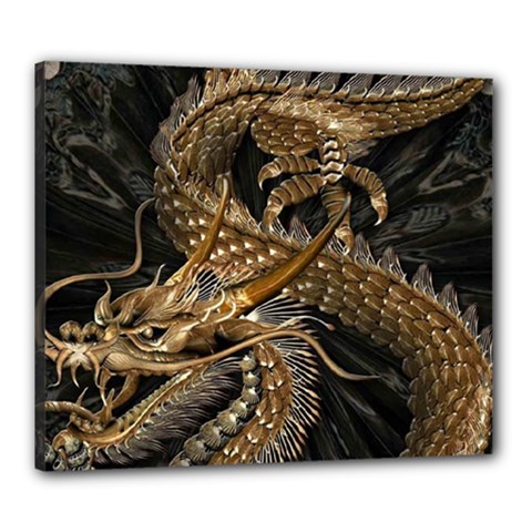 Japanese Dragon Pentagram Canvas 24  X 20  (stretched) by Perong