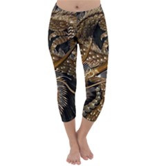 Japanese Dragon Pentagram Capri Winter Leggings 