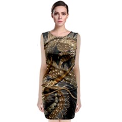 Japanese Dragon Pentagram Sleeveless Velvet Midi Dress