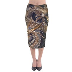 Japanese Dragon Pentagram Velvet Midi Pencil Skirt by Perong