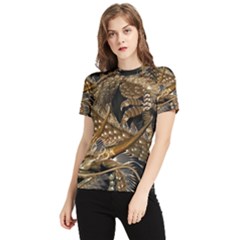 Japanese Dragon Pentagram Women s Short Sleeve Rash Guard by Perong