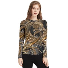 Japanese Dragon Pentagram Women s Long Sleeve Rash Guard by Perong