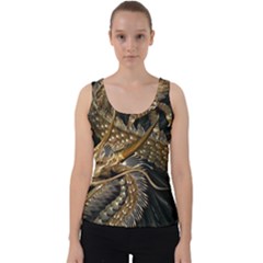 Japanese Dragon Pentagram Velvet Tank Top by Perong