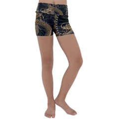 Japanese Dragon Pentagram Kids  Lightweight Velour Yoga Shorts by Perong