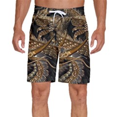 Japanese Dragon Pentagram Men s Beach Shorts by Perong