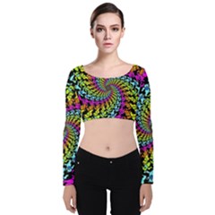 3d Grateful Dead 90 s Neon Dancing Bears Velvet Long Sleeve Crop Top by Perong