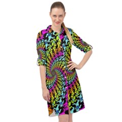 3d Grateful Dead 90 s Neon Dancing Bears Long Sleeve Mini Shirt Dress by Perong