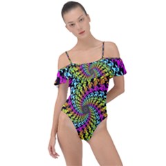 3d Grateful Dead 90 s Neon Dancing Bears Frill Detail One Piece Swimsuit by Perong