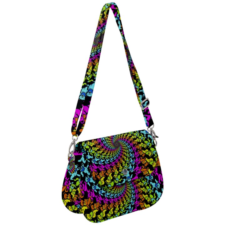 3d Grateful Dead 90 s Neon Dancing Bears Saddle Handbag