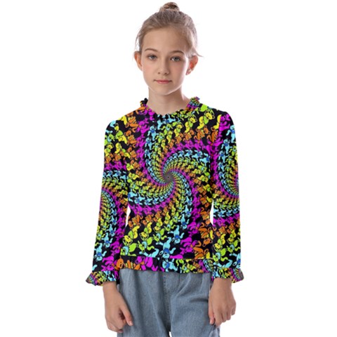 3d Grateful Dead 90 s Neon Dancing Bears Kids  Frill Detail T-shirt by Perong