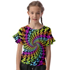 3d Grateful Dead 90 s Neon Dancing Bears Kids  Cut Out Flutter Sleeves by Perong