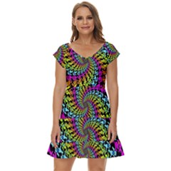 3d Grateful Dead 90 s Neon Dancing Bears Short Sleeve Tiered Mini Dress by Perong