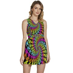 3d Grateful Dead 90 s Neon Dancing Bears Sleeveless High Waist Mini Dress by Perong