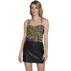 3d Grateful Dead 90 s Neon Dancing Bears Flowy Camisole Tie Up Top by Perong