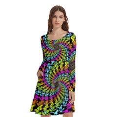 3d Grateful Dead 90 s Neon Dancing Bears Long Sleeve Knee Length Skater Dress With Pockets by Perong