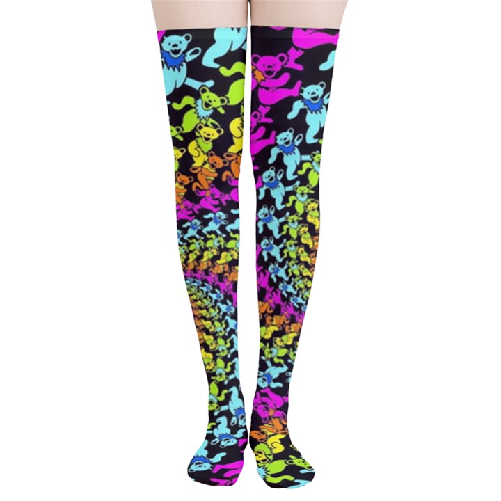 3d Grateful Dead 90 s Neon Dancing Bears Thigh High Stockings