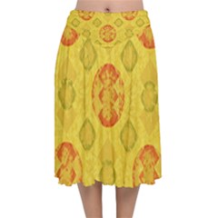 Art Pattern Design Background Velvet Flared Midi Skirt