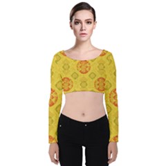 Art Pattern Design Background Velvet Long Sleeve Crop Top by Perong