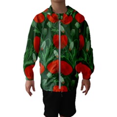 Poppy Fierce Wolf Poppies Bud Kids  Hooded Windbreaker