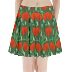 Poppy Fierce Wolf Poppies Bud Pleated Mini Skirt by Perong