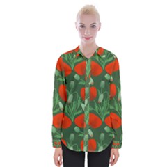 Poppy Fierce Wolf Poppies Bud Womens Long Sleeve Shirt