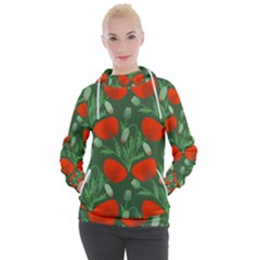 Poppy Fierce Wolf Poppies Bud Women s Hooded Pullover