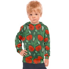 Poppy Fierce Wolf Poppies Bud Kids  Hooded Pullover by Perong