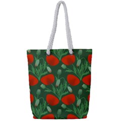 Poppy Fierce Wolf Poppies Bud Full Print Rope Handle Tote (small) by Perong