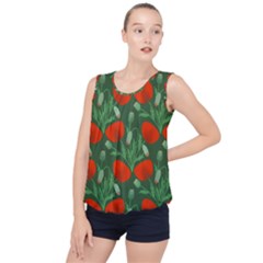 Poppy Fierce Wolf Poppies Bud Bubble Hem Chiffon Tank Top by Perong