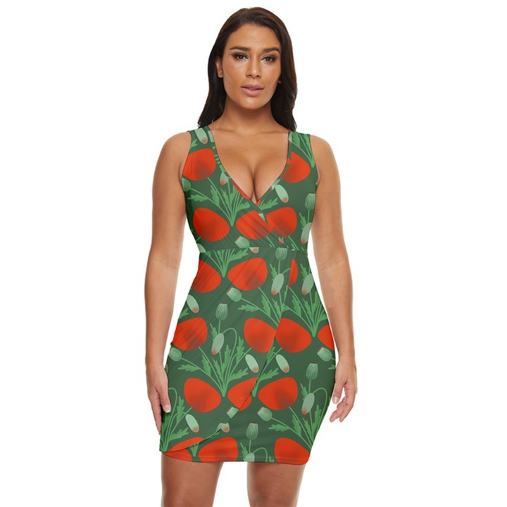 Poppy Fierce Wolf Poppies Bud Draped Bodycon Dress