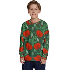 Poppy Fierce Wolf Poppies Bud Kids  Crewneck Sweatshirt