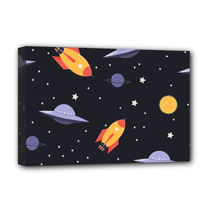 Cosmos Rocket Spaceship Ufo Deluxe Canvas 18  x 12  (Stretched)