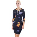 Cosmos Rocket Spaceship Ufo Quarter Sleeve Hood Bodycon Dress View1