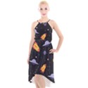 Cosmos Rocket Spaceship Ufo High-Low Halter Chiffon Dress  View1