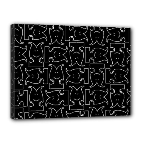 Enigmatic Demon Black And White Pattern Canvas 16  X 12  (stretched)