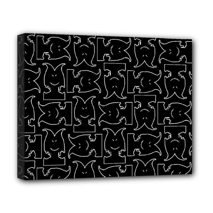 Enigmatic Demon Black and White Pattern Deluxe Canvas 20  x 16  (Stretched)